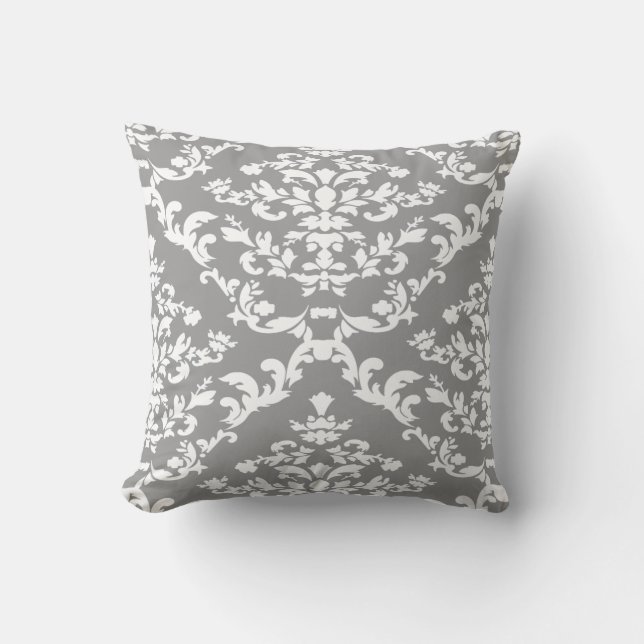Grått Bold Damask @ Emporiomoffa Kudde (Framsida)