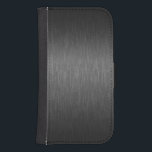 Grått-borstat aluminiumutseende samsung s4 plånboksfodral<br><div class="desc">Svart metallisk borstat aluminiumutseende. Coolan är enkel att klicka på. Finns på andra produkter</div>