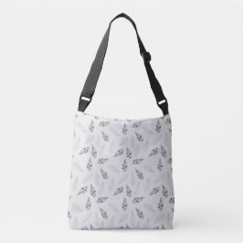 Grått Botanical Löv Mönster Kor-Body Tote Bag Axelväska