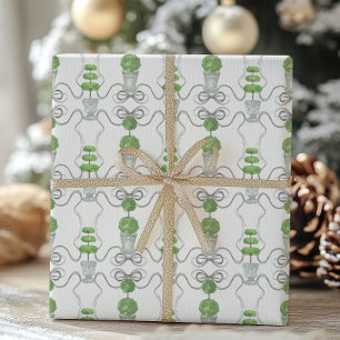 Grått Bows och Grönt Topiary Presentpapper
