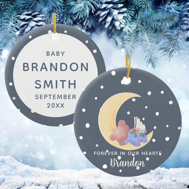 Grått Boy Angel Vingar Baby Loss Memorial jul Julgransprydnad Keramik (Gray Boy Angel Wings Baby Loss Memorial Christmas Ceramic Ornament
)