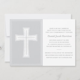 Grått Boys First Commune Inbjudningar