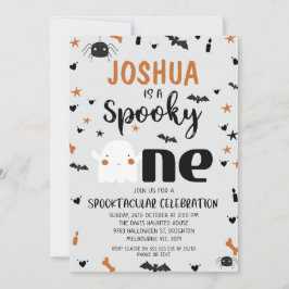 Grått Boys Spooky One Halloween 1st Birthday Inbjudningar