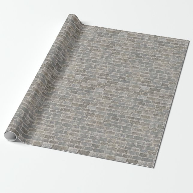 Grått Bricks Wrapping Papper Presentpapper (Utrullad)