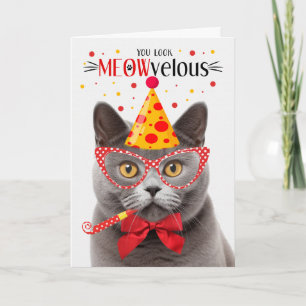 Grått British Shorthair Cat MEOWvelous Birthday Kort