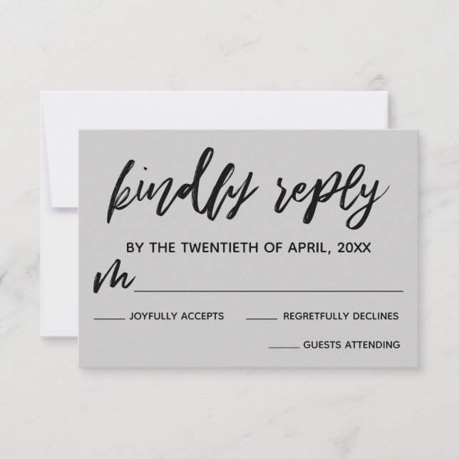 Grått-Bröllop OSA-kort för Avslappnad Handskrift L OSA Kort (Framsida)