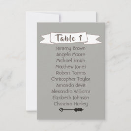 Grått bröllop sittplatsplan. inbjudningar