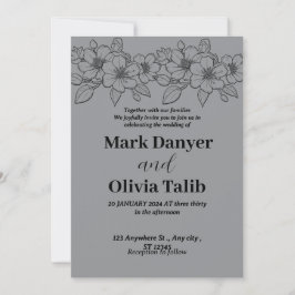 Grått bröllopsinbjudan/enkel och romantisk design inbjudningar