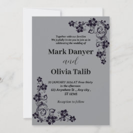 Grått bröllopsinbjudan/enkel och romantisk design inbjudningar