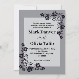 Grått bröllopsinbjudan / enkel och romantisk inbjudningar