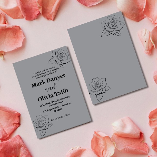 Grått bröllopsinbjudningar | Modern elegance Inbjudningar (Skapare uppladdad)