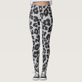 Grått Brown Black Leopard Animal Print Leggings