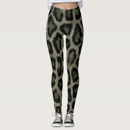 Grått Brown Black Leopard Animal Print Leggings