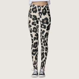 Grått Brown Black Leopard Animal Print Leggings