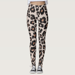 Grått Brown Black Leopard Animal Print Leggings