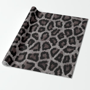 Grått Brown Black Leopard Animal Print Presentpapper
