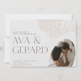 Grått Brown Modern Blommigt Spara datuminbjudan Spara Datumet