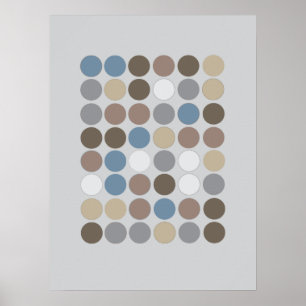 Grått Brown och Slate Blue Circles Mönster Modern Poster