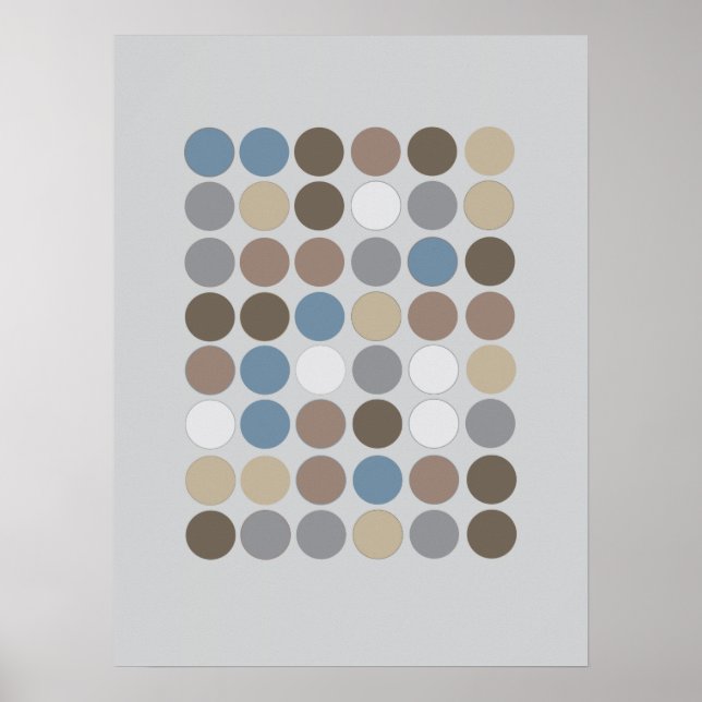 Grått Brown och Slate Blue Circles Mönster Modern Poster (Framsidan)