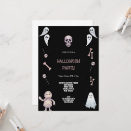 GRÅTT BROWN- OCH SVART HALLOWEEN-INVIKTER INBJUDNINGAR