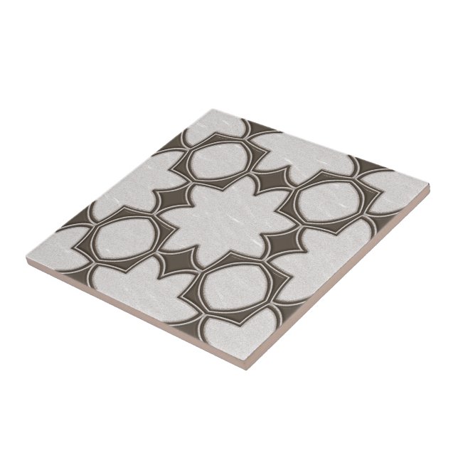 Grått Brown off-White Eclectic Ethnic Mosaic Art Kakelplatta (Sidan)