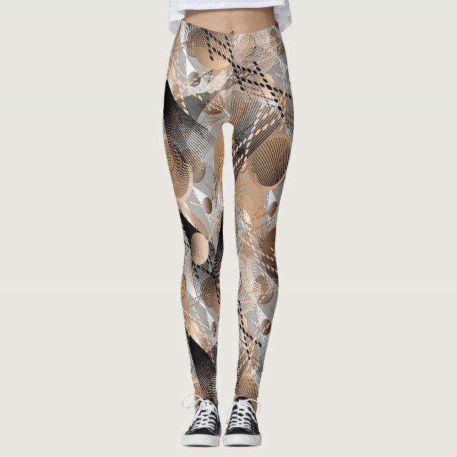 Grått, brun abstraktion. leggings (Framsida)