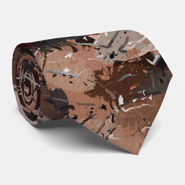 Grått-, brun- och svart färgplattor slips (Rullad)