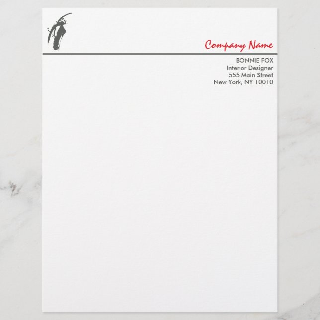 GRÅTT BRUSHSTROKE LETTERHEAD BREVHUVUD (Framsida)