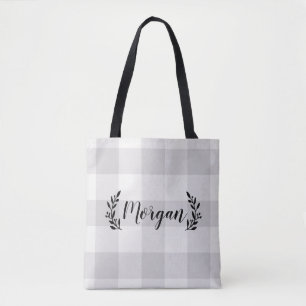Grått Buffalo Check Monogram Modern jordbruksenh Tygkasse
