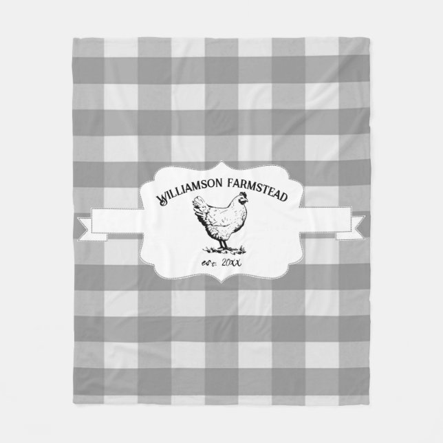 Grått Buffalo Play Farm Chicken Fleece Blanket (Framsidan)