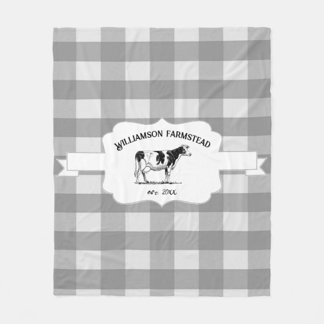 Grått Buffalo Play Farm Cow Fleece Blanket (Framsidan)
