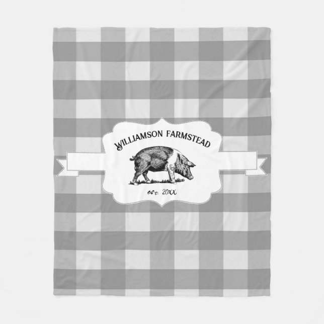 Grått Buffalo Play Farm Gris Fleece Blanket (Framsidan)