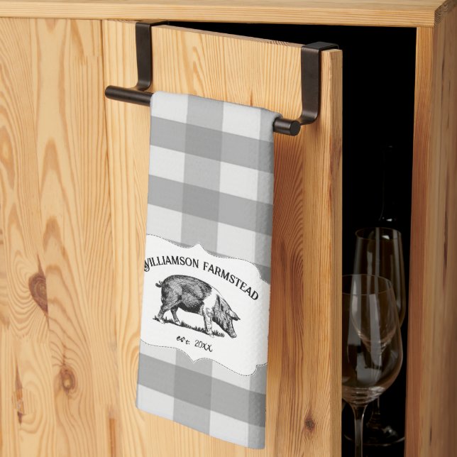 Grått Buffalo Play Farm Gris Kitchen Towel Kökshandduk (Thirds Fold)