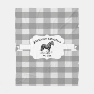 Grått Buffalo Play Farm Horse Fleece Blanket