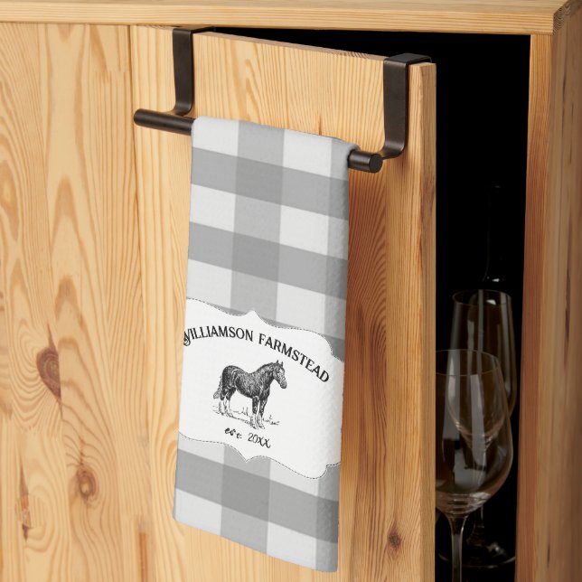 Grått Buffalo Play Farm Horse Kitchen Towel Kökshandduk (Thirds Fold)