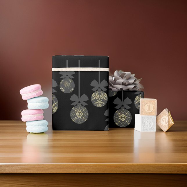 Grått Bulb Ornaments Papper julomslagning Presentpapper (Skapare uppladdad)