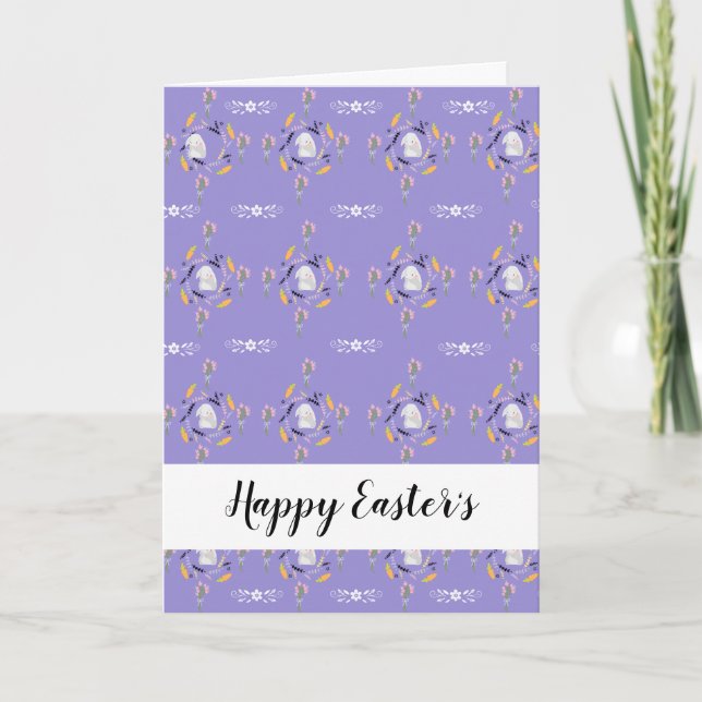 Grått Bunnies, morötter och Flowers Mönster Helgkort (Framsida)
