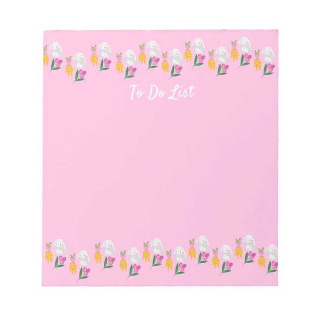 Grått Bunnies, morötter och Lila Tulips Rosa Anteckningsblock (Framsida)