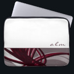 Grått & Burgundy Abstrakt Rosett band | Monogram Laptop Fodral<br><div class="desc">Modern laptop sleeve med en konstnärlig abstrakt utformning. Den översta delen har en enkel vit bakgrund med anpassningsbar monogram initialer i snyggt med lägre fodral-skript. I grund-delen finns grått, burgunj, vitt och vin färgad rosett band som är lagrade och sammanflätade till ge perspektiv och djup mot gråttets bakgrund. Designat med...</div>