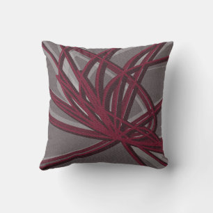 Grått & Burgundy Artistic Abstrakt Fabric Struktur Kudde