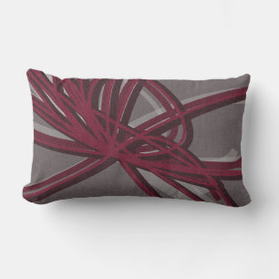 Grått & Burgundy Artistic Rosett band Fabric Struk Lumbarkudde