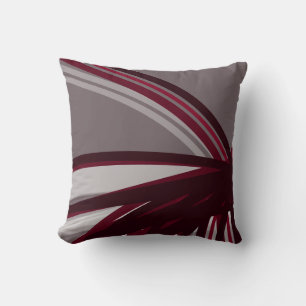 Grått & Burgundy Artistisk Abstrakt Linjärt design Kudde