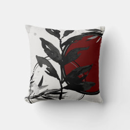 Grått Burgundy & Black Artistic Abstrakt Vattenfär Kudde