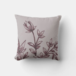 Grått & Burgundy botaniskt | Rhatany Flowers Kudde