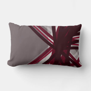 Grått & Burgundy Criss Kor Rosett band Lumbarkudde