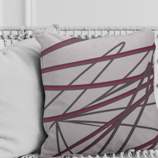 Grått & Burgundy Modern Elegant Abstrakt Kudde (Skapare uppladdad)