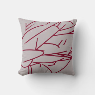Grått & Burgundy Modern Elegant Abstrakt ludd Kudde