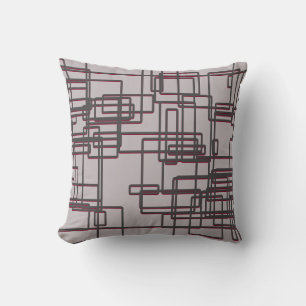 Grått & Burgundy, modern geometrisk Kudde