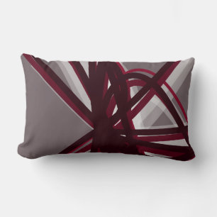 Grått & Burgundy Modern konstnärlig Abstrakt Lumbarkudde