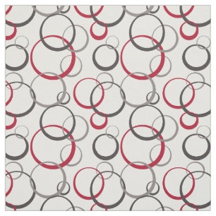 Grått Burgundy Red Ringar Modern Geometric Mönster Tyg